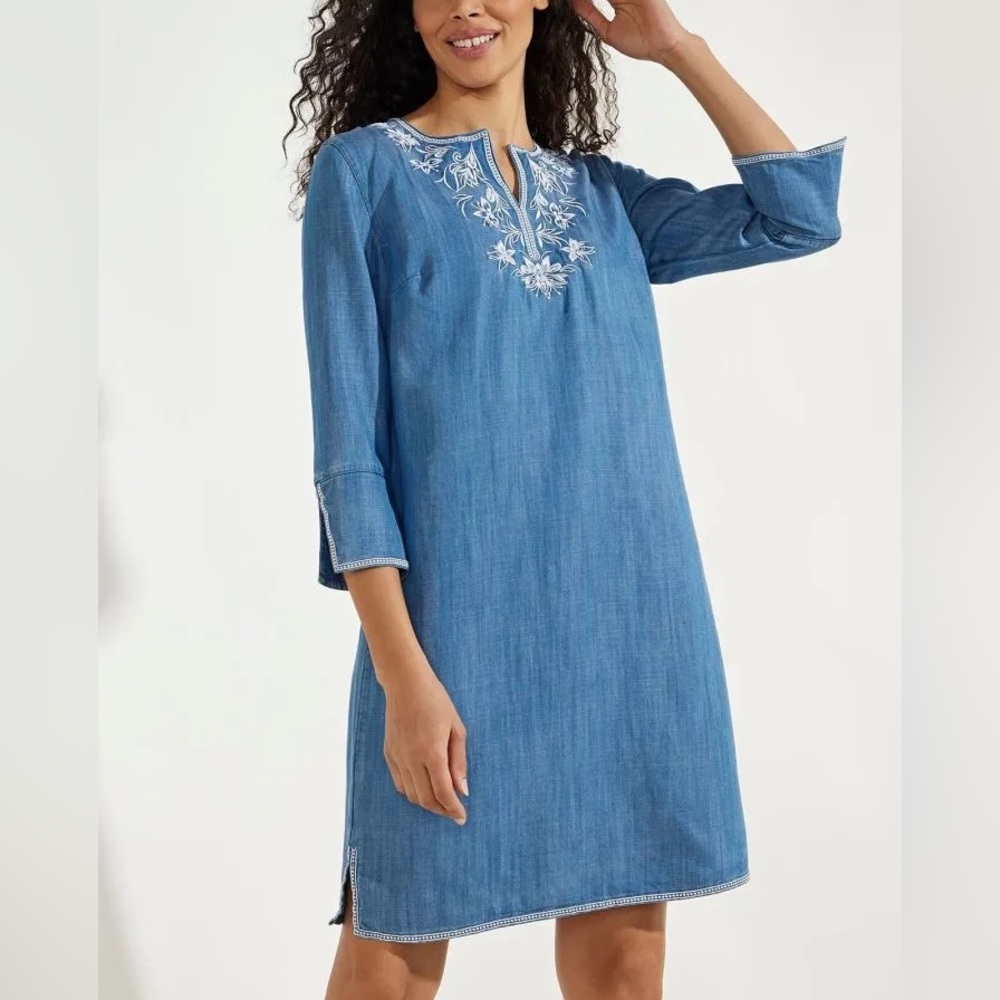 NWT Coolibar women’s chambray dress. Capistrano. Tencel. UPF 50+